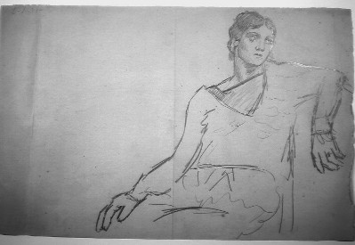 a drawing titled Olga Accoudee (Olga elbowed) by Picasso